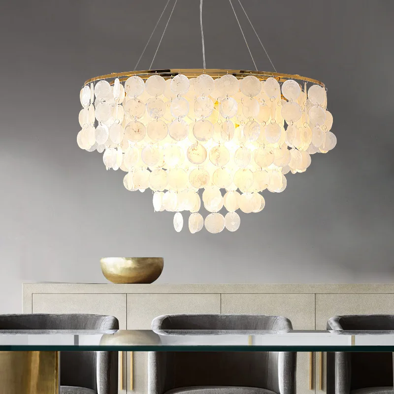 

Scandinavia Shell-like Led Chandelier Ceiling Hanging Light Pendant Lamp Suspension for Dining Living Room Bedroom