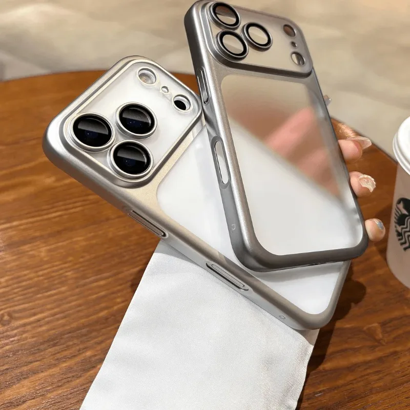 Luxuriöse Nano-Matt-Transluzente Hülle für iPhone 18 17 16 Plus 15 14 13 Pro Max mit Linsenschutz und Matter Rückseite, Hartschale – Detail 15