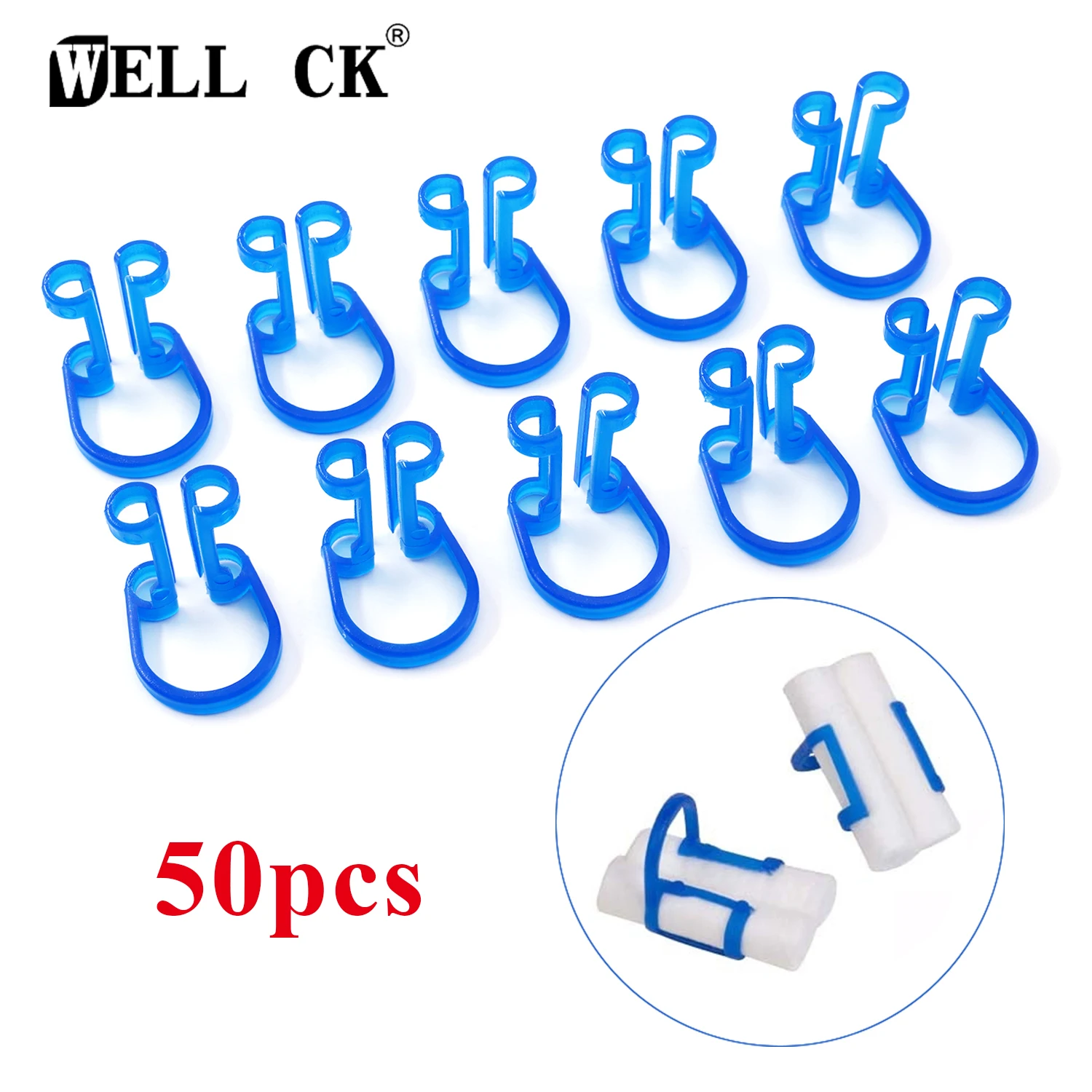 50Pcs/Pack WELLCK Dental Cotton Roll Holder Disposable Blue Teeth Cilp Holders Plastic Material For Dentist Clinic Treatment