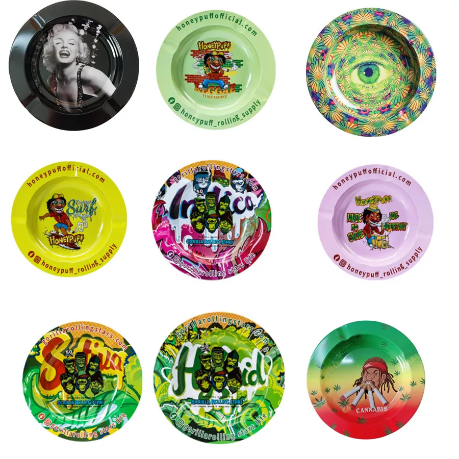 Wholesale 50pcs metal Ashtray Heat Resistant Creative Travel Size Bar Cigar Ashtray Travel Size Portable Men\'s Gadgets