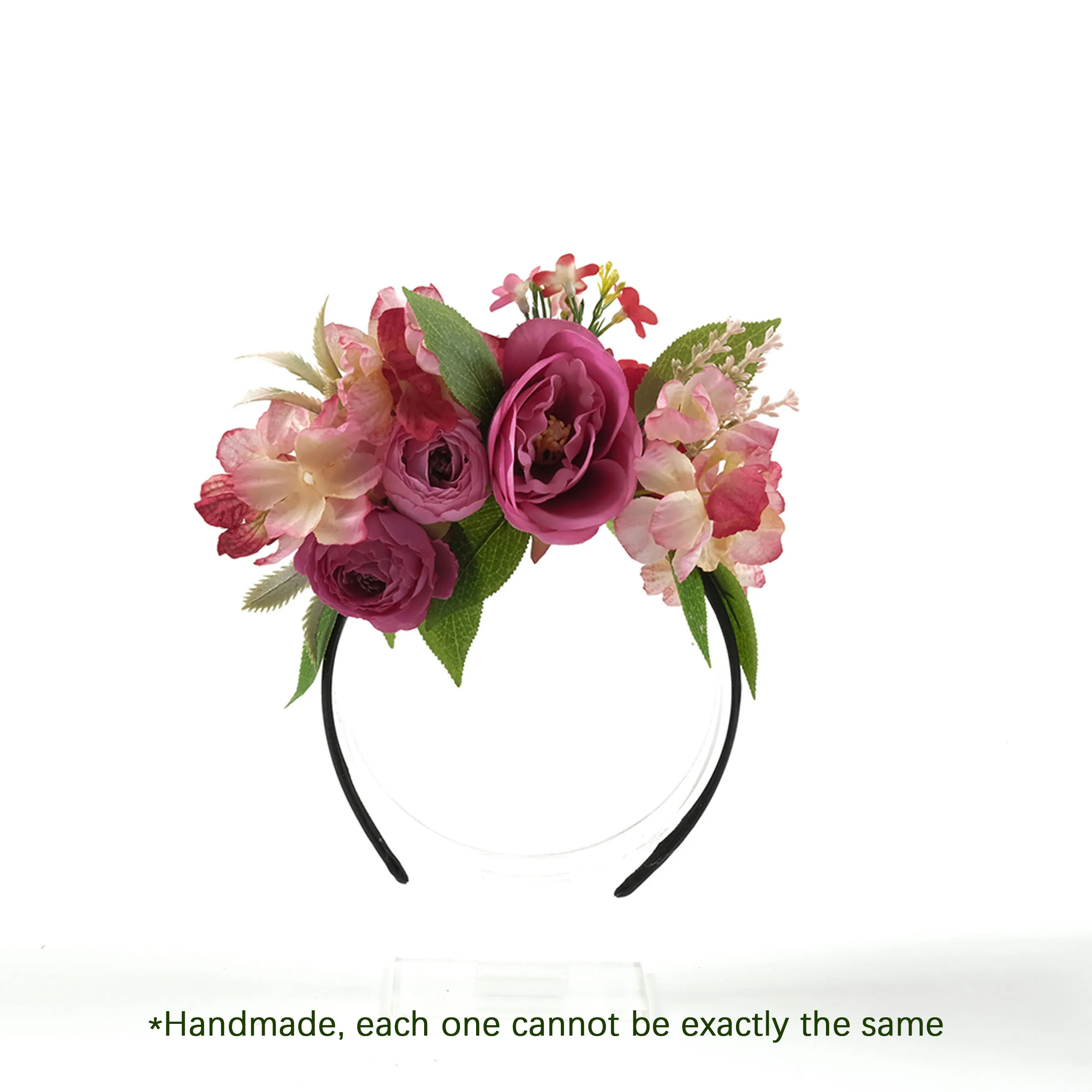 1PCS  Handmade Headpiece For DIY Party Holiday Flower Crown Decor Two Side Photo Prop Artificial Silk Flower Headband