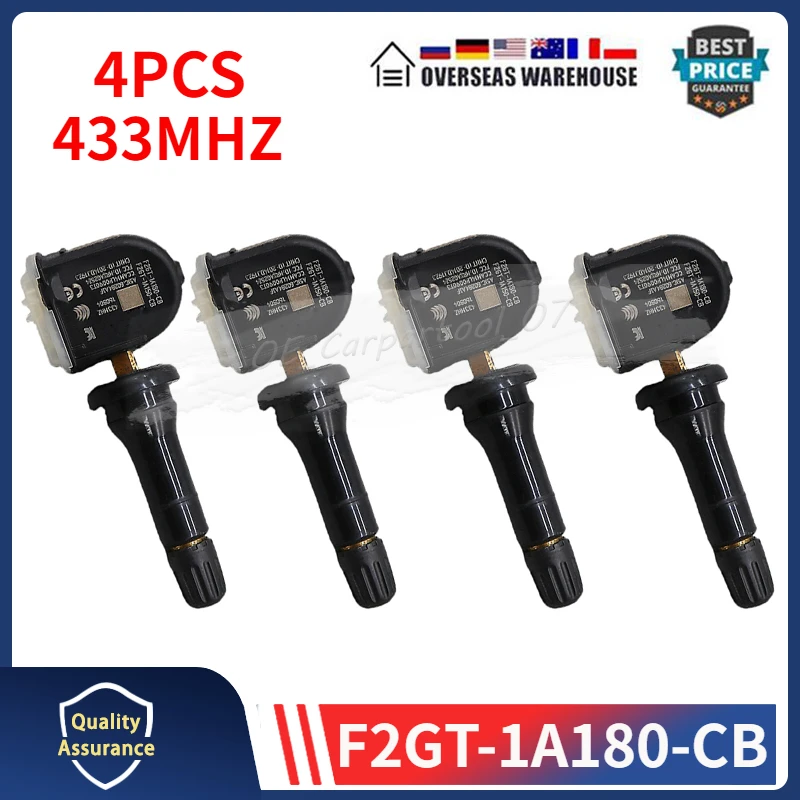 F2GT-1A180-CB F2GT-1A150-CB TPMS 433MHZ Tire Pressure Monitor Sensor 4Pcs For Ford F-150 Edge Fiesta Mondeo Mustang F2GZ1A189B