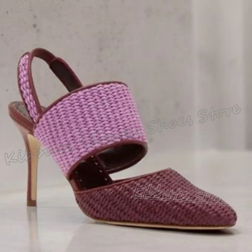 

Pumps Mixed Color Pointed Toe Thin Heels Fashion Novelty Sexy Elegant Concise Luxury Party Wedding Dress Women Shoes New Slip-On