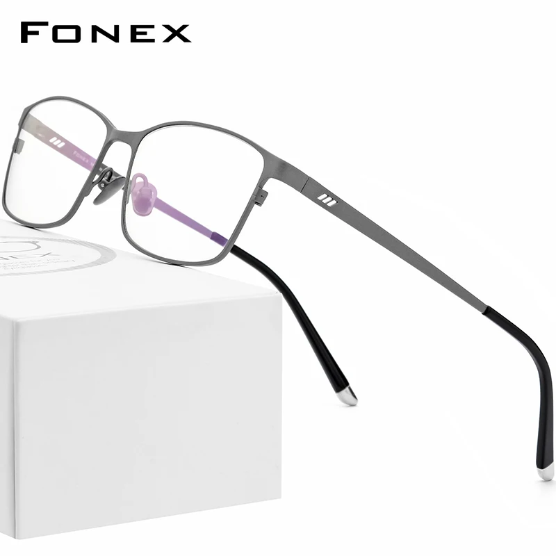 fonex-純チタン眼鏡フレーム男性ブランドデザインスクエア眼鏡日本製ハイエンド品質超軽量メガネフレーム-8505