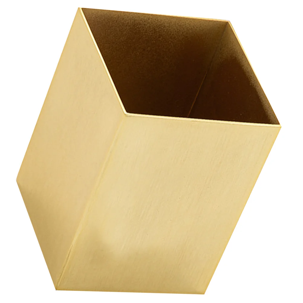 Stainless Steel Square Storage Box Stationery Office Desk Accessory Golden Organizer