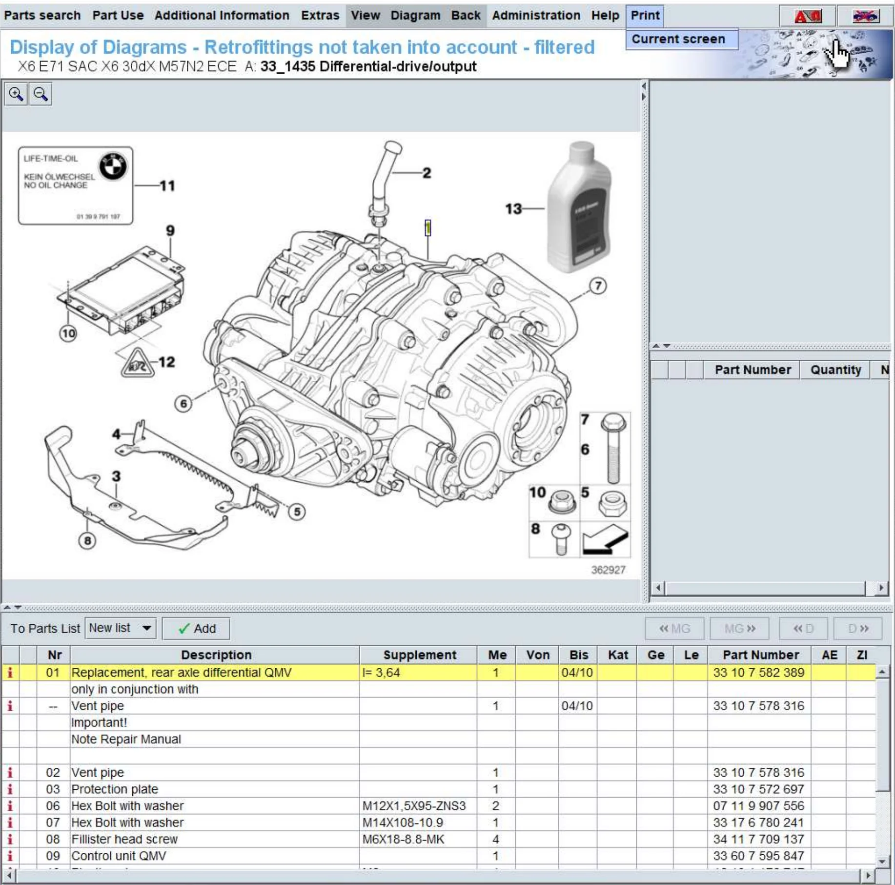 Suitable for BMW X6 E71 35iX 30dX M57N2 2008-2014 rear axle differential QMV 33107582389 Rear-axle-drive