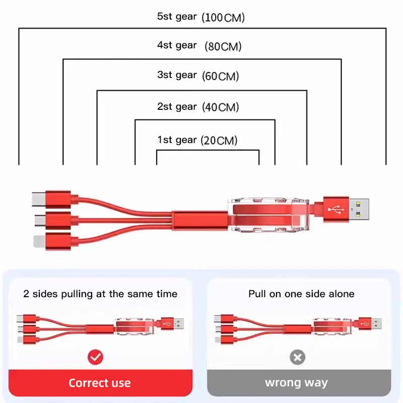 3 In 1 Charge Cable Cord Multi Port Charging Wire Line For Volkswagen GTI GTD CC Sharan Transporter Passat Golf Polo Magotan Eos