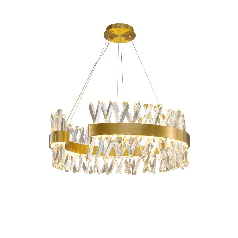 LED Postmodern C shaped Round Gold Crystal Designer Lustre Chandelier Lighting Suspension Luminaire Lampen For Dinning Room