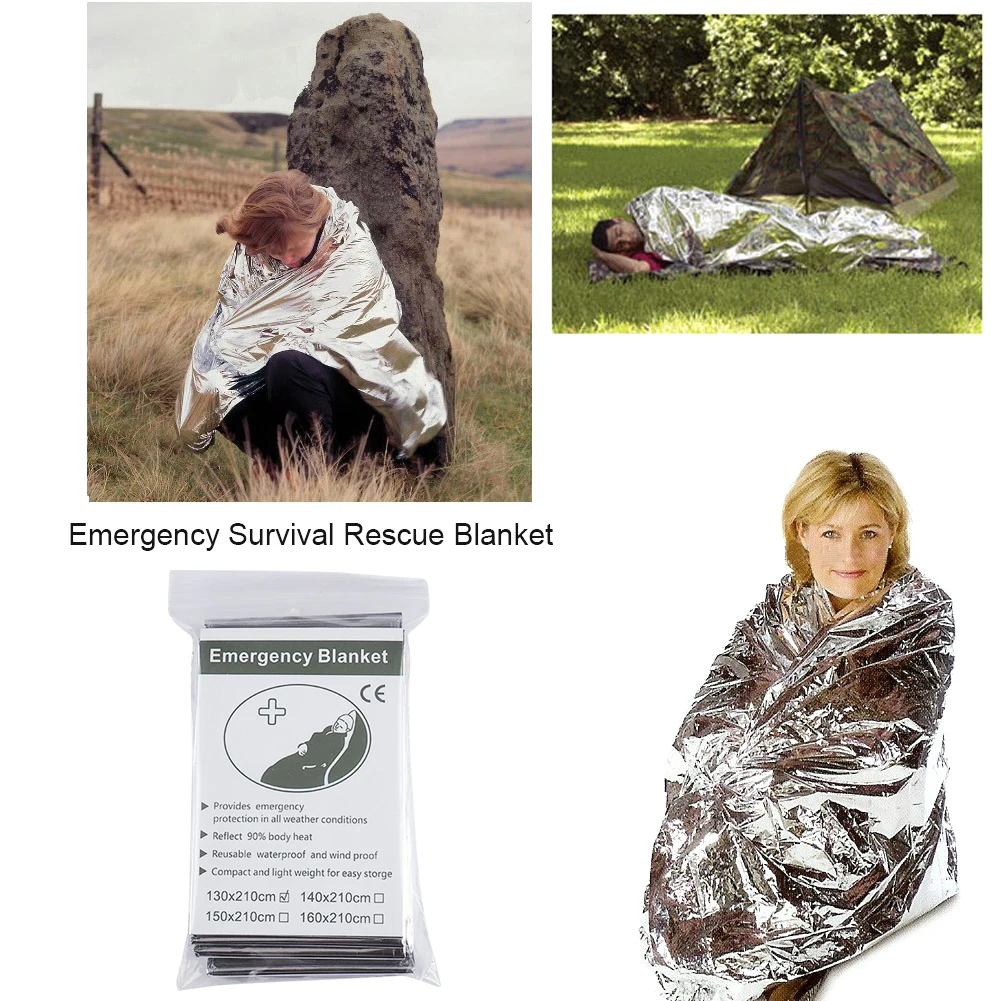 1-10PCS Emergency Thermal Blanket Outdoor Survival Blanket Folding Waterproof Windproof Rescue Blanket First Aid Camping Mat Pad