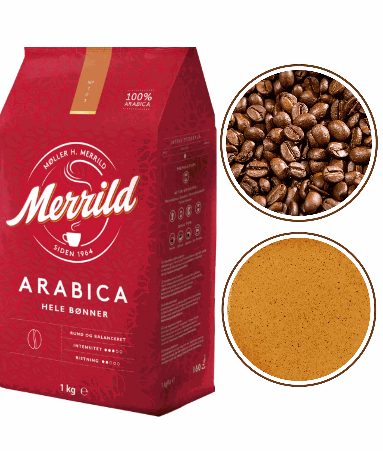 Lavazza Merrild Arabica kávébabok, közepesen pörkölve, 1 kg