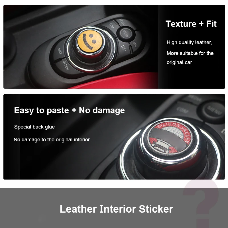 For MINI Cooper F56 F55 F57 Car Central Control Multimedia Button Cover Leather Sticker Interior Accessories Styling