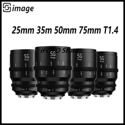 SGimage 25mm/35mm/50mm/75mm T1.4 Cine Lens Full Frame Prime Lens  Large Aperture Manual  for Sony E Mount