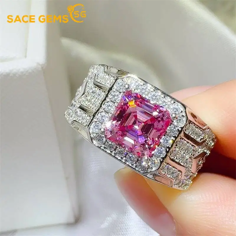 

SACE GEMS GRA Сертифицированное кольцо с муассанитом цвета D для мужчин, стерлинговое серебро S925, свадебное кольцо с бриллиантом, вечерние роскошные ювелирные изделия