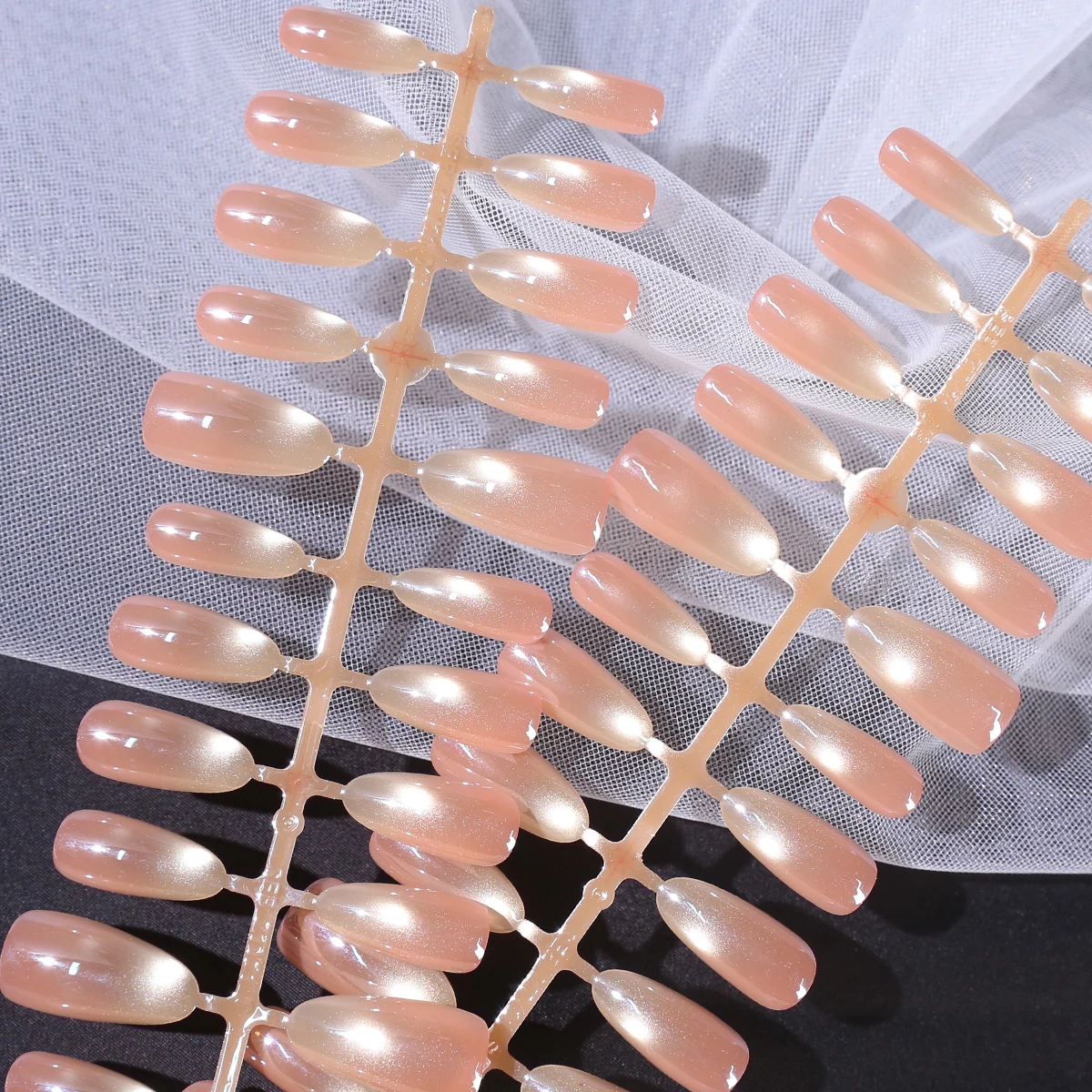 30 قطعة من الأظافر الفرنسية المزيفة، مجموعات أظافر اللوز المطلية بالأظافر الصناعية، ضغط بسيط قابل للانفصال على أطراف الأظافر #3