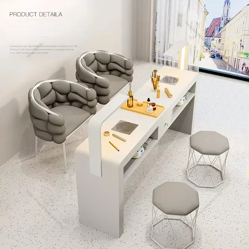 Dressing Multifunction Manicure Table Japanese Storage Marble Tabletop Cream Style Nail Tables Modern Salon Furniture Mesas LLMT