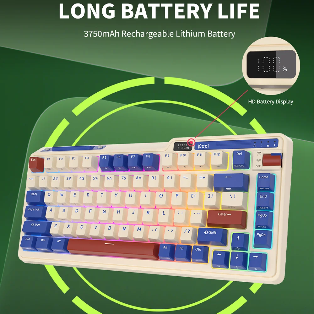 KZZI K75 PRO RGB Wireless 75% Mechanical Keyboard - Hot Swappable