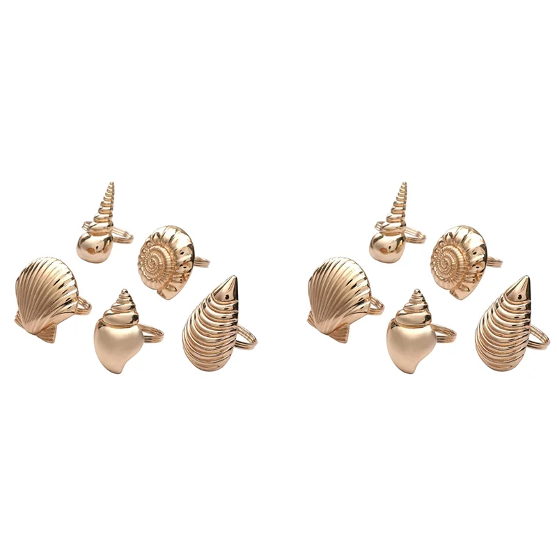 

A19F-10X Coastal Theme Sea Shells Metal Napkin Rings For Weddings Receptions,Dinner Parties,Family Gatherings,Table Supplies