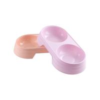 Simple Style 1PC Plastic Portable Pet Accessories Candy Color Cat Feeding Bowl Cat Drinking Bowl Dog Food Tray Cat Double Bowl