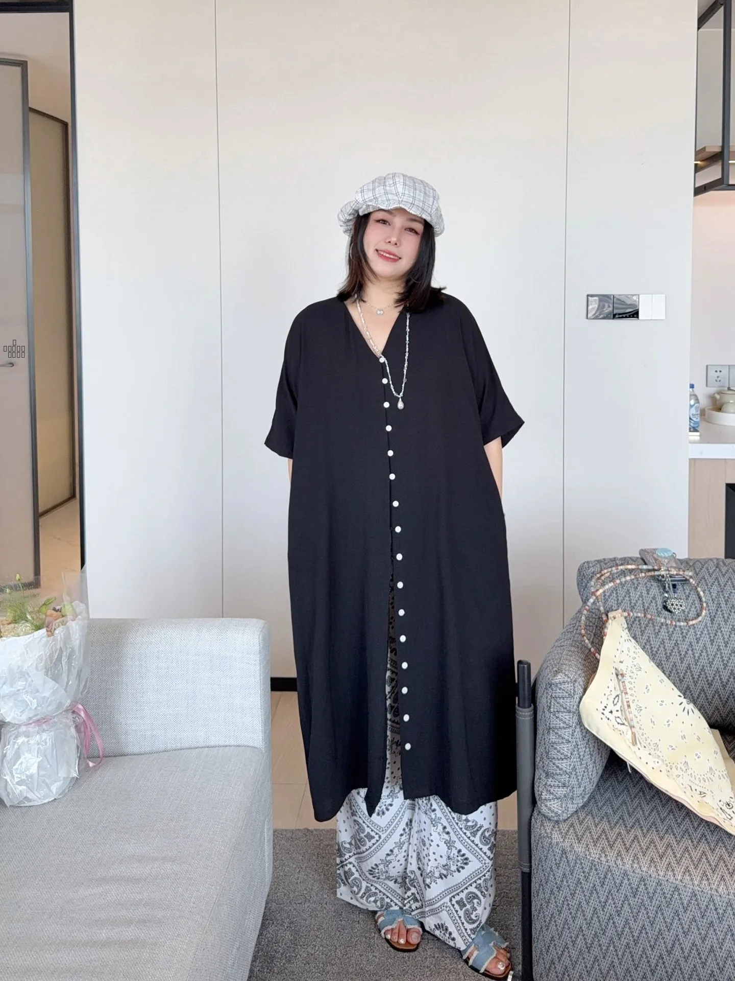 

Vogana Large Size Women's mat Sle Pure Color Long Open Cardigan Summer Loose Dr Casual Comfortable Polyester Fiber