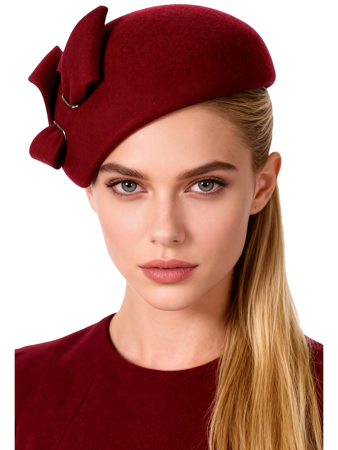 Elegant Wool Felt Derby Fascinators Hats in Pink & Black for Women Ladies - Church Cocktail Kentucky Hat with Metal Buckle