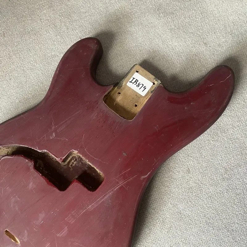 IB879 Claret Solid Wood 4 Or 5 String PB Pickups Electric Guitar Bass Body Left Hand DIY&Replace Part Paints&Wood  Damages view 5