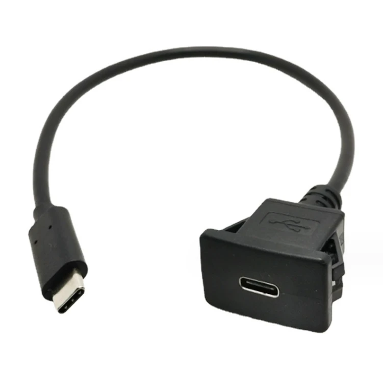 USB-C Type-C USB 3.1 Male To Female 10Gbps Extension Flush Car Latch Mount Extension Cable for Dashboard Panel