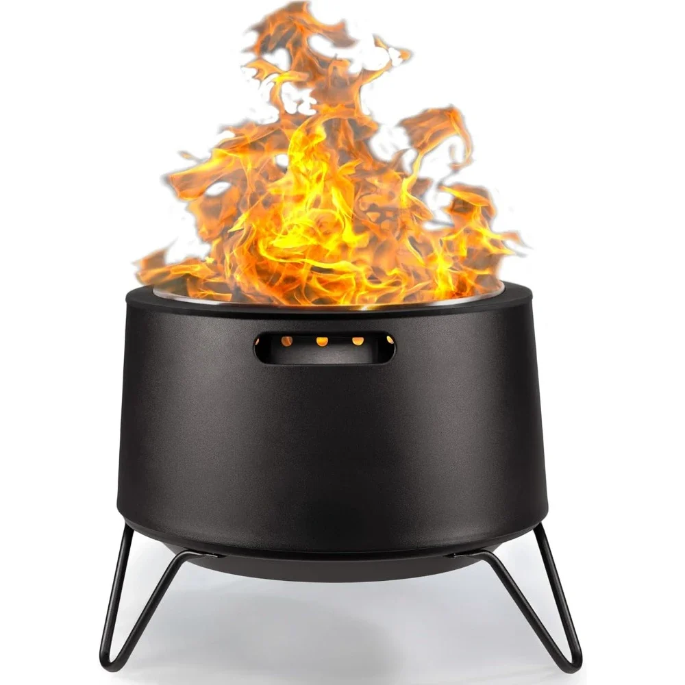 Brand Smokeless 20 Inch Social Fire Pit, Wood Burning Outdoor Fire Pit - Includes Cloth Cover and Stand, Modern and Portable