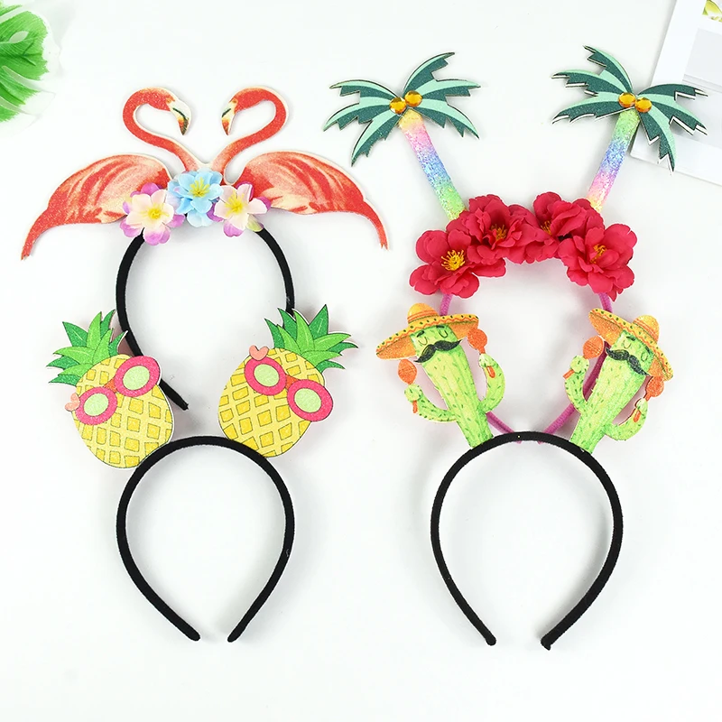 

Hawaiian Flamingo Headband Pineapple Coconut Tree Hair Hoop Tropical Summer Party Decoration Favor Kid Birthday Hair Accessories