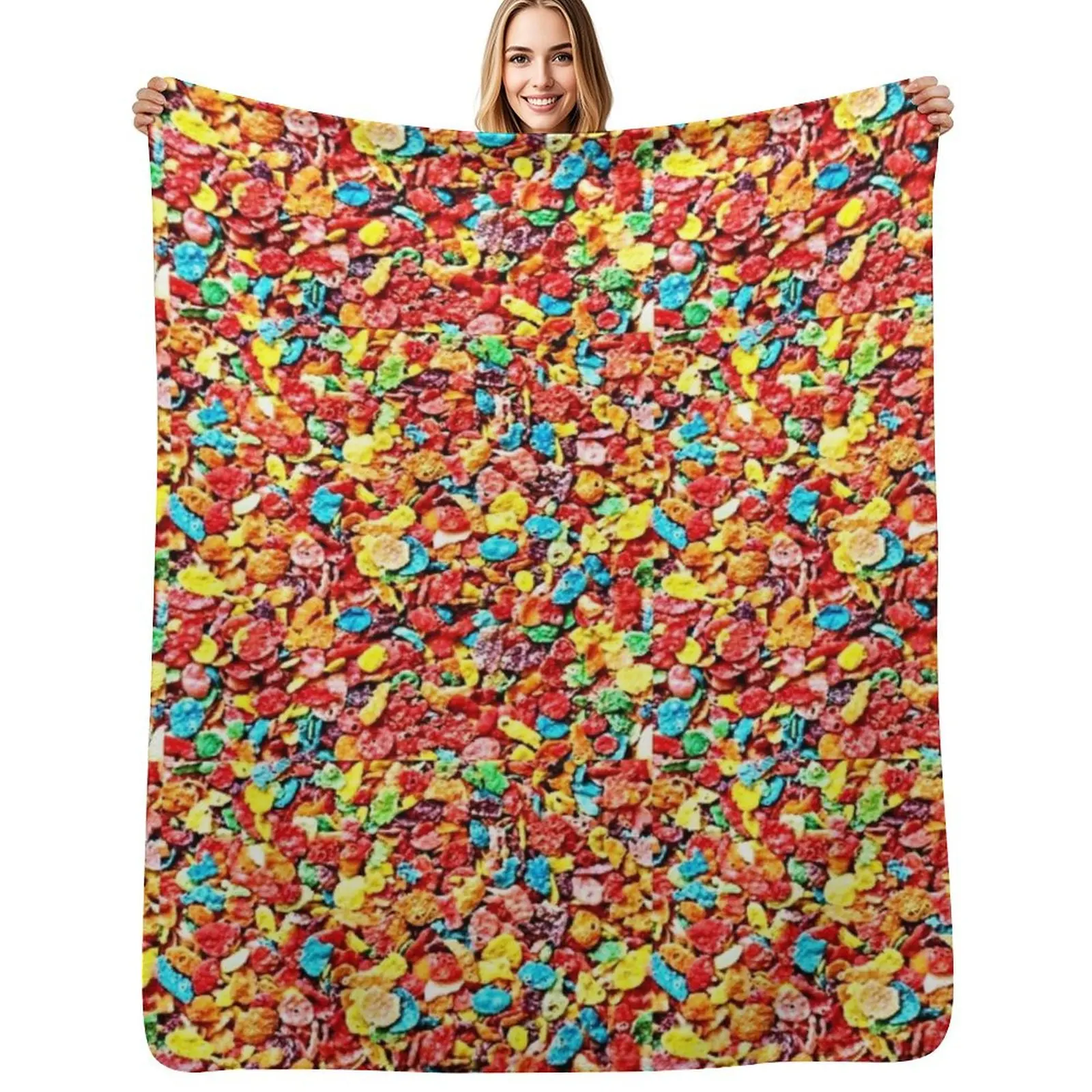 

Fruity Cereal Throw Blanket Soft Cozy Blanket for Pet Kids Adults