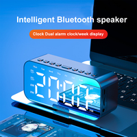 LED Alarm Clock BT Speakers Wireless Alarm Clock with FM Radio USB for Bedroom LED Digital Display Sleep Timer Portable Mirror