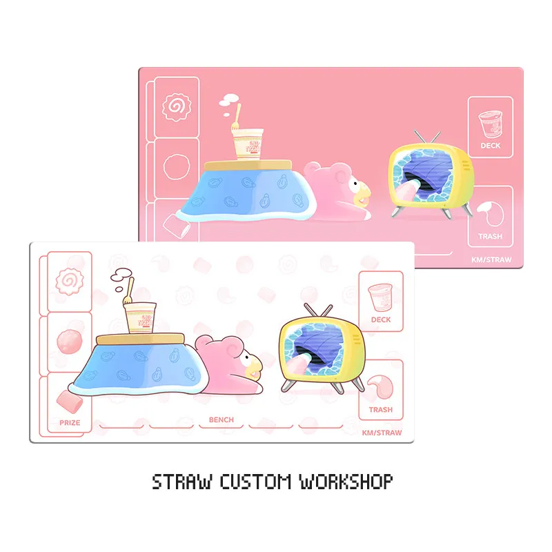 

Cartoon PTCG Delicious Cup Noodles Slowpoke DIY Anime Game Rubber Card Pad Mouse Pad Keyboard Pad 580*300*2Mm