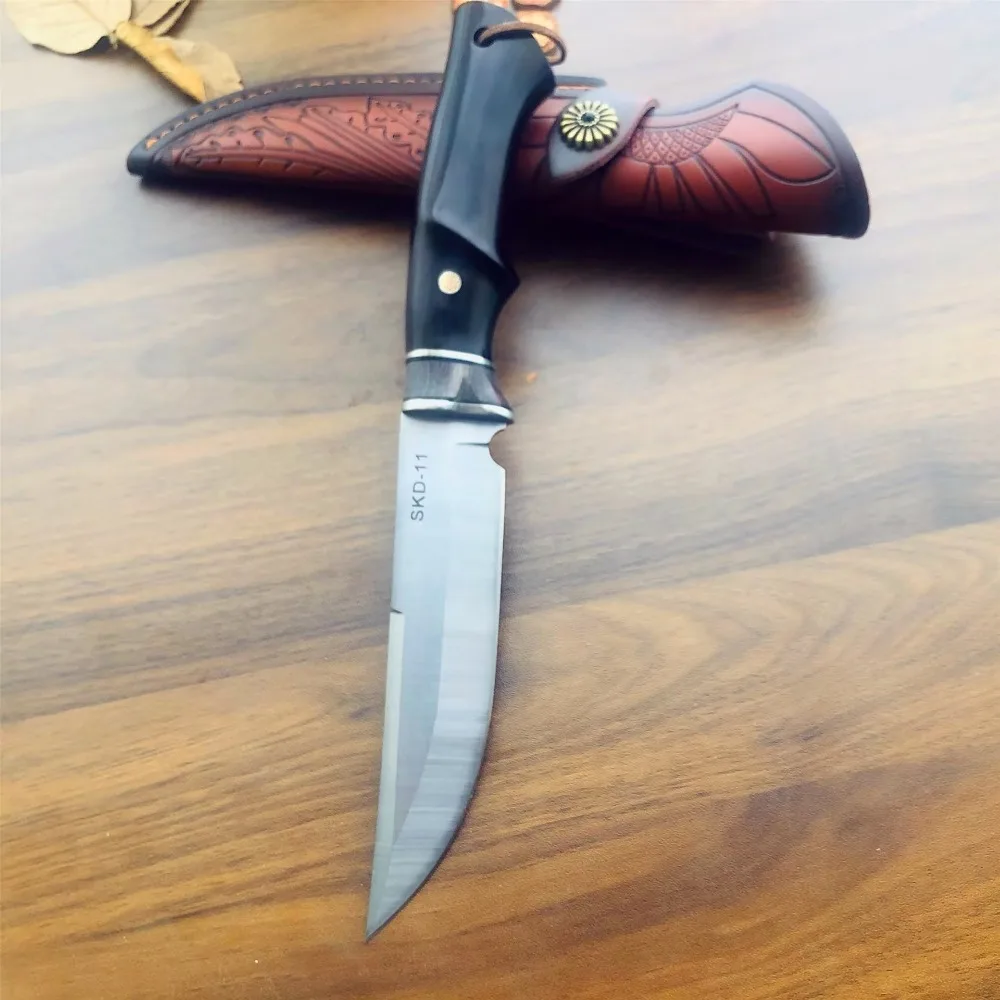 

SKD-11 Drop Point Blade Ebony Handle Pocket knife Outdoor Camping EDC Survival Utility Tool Hand Tools Multifuntional Knife
