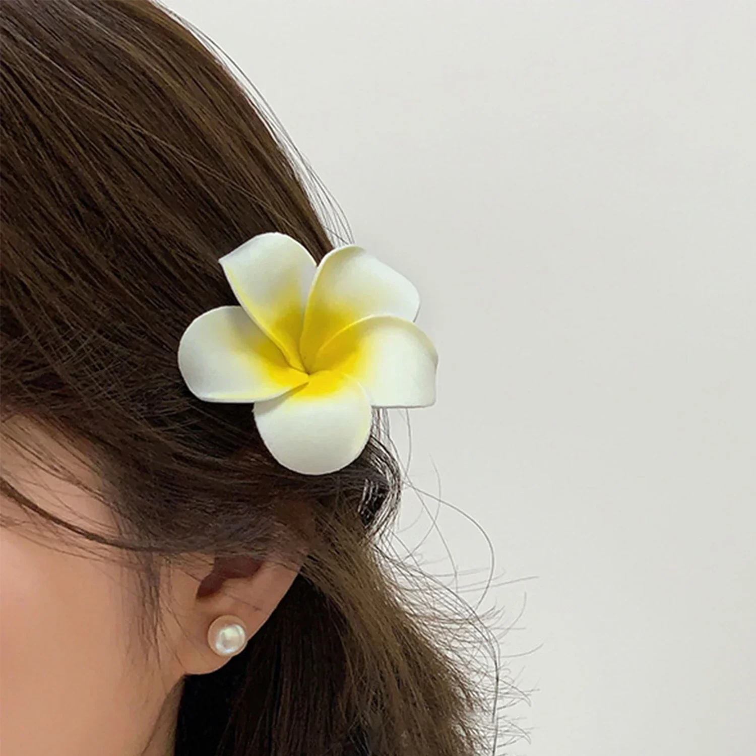 1Pc Plumeria Flower Hair Clips For Women Girls Hairpins Egg Flower Barrette Hawaiian Wedding Artificial Headwear 머리핀