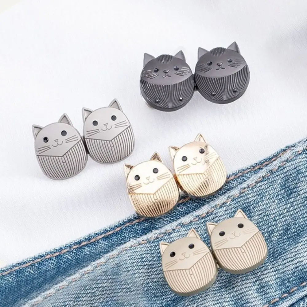 New Cartoon Cat Jeans Buttons Fixed Adjustable Waist Buckle Waist Tightening Tool Belt Buckles Dress Decoration