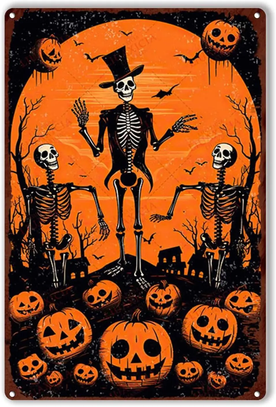 Retro Tin Sign Happy Halloween for Living Room Bedroom Deccor 8.00