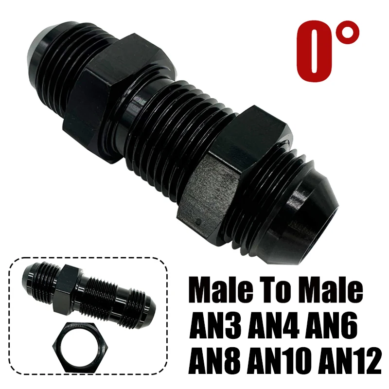

AN3 AN4 AN6 AN8 AN10 AN12 Male To Male 0 Degree Flare Bulkhead Fitting Fuel Oil Hose Straight Adapter w/Nut For Tab or Wirewall