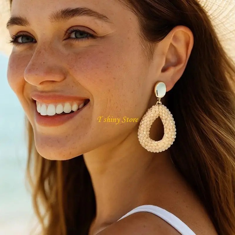 

N58F Stylish Teardrop Drop Earrings Daily Wear Earrings Artificial Crystal Texture for Versatile Outfit Combinations