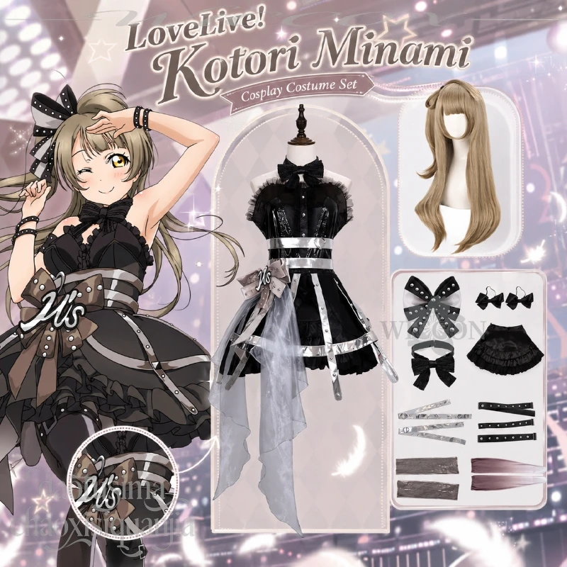 Kotori Minami New Event Y2K Jirai Kei Styles Fashion Idol Stage Uniform Sleeveless Punk Dress Wigs Cosplay Anime Game Lovelive