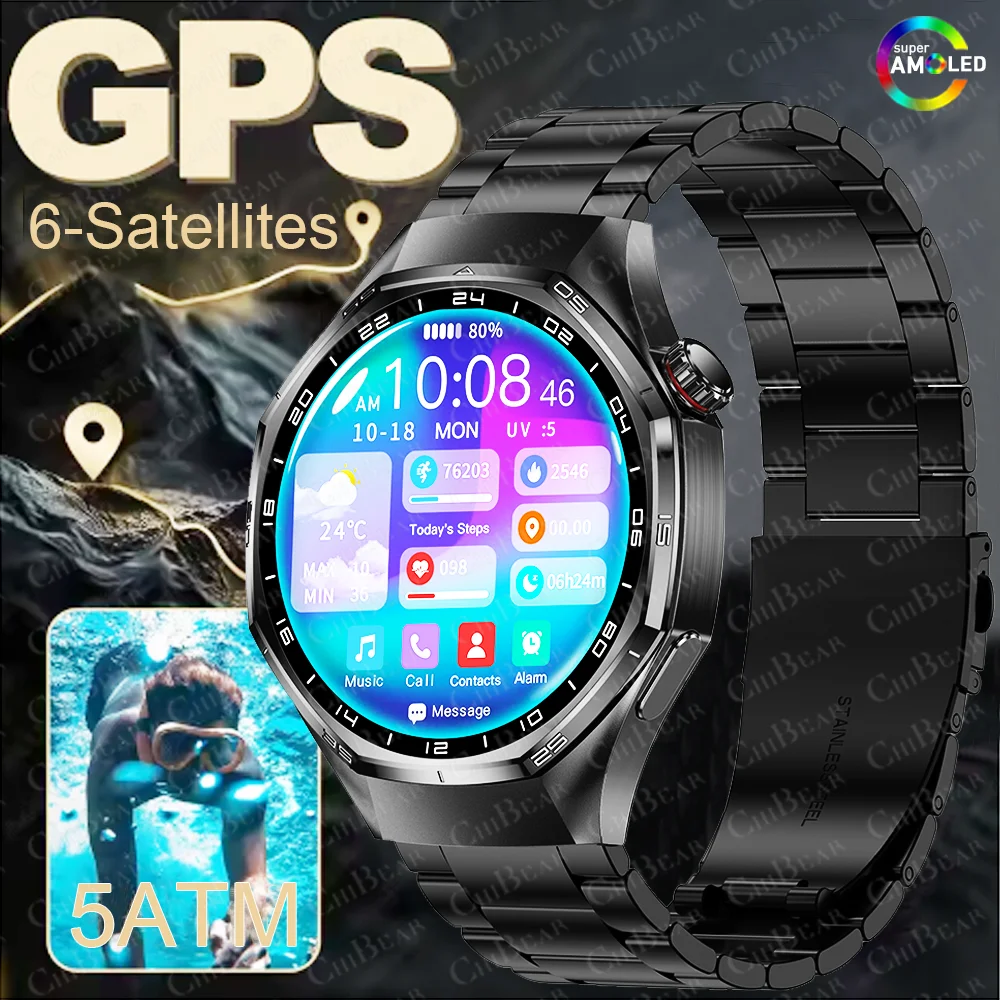 

GPS Sports SmartWatches Man AMOLED HD Screen GPS Tracking Waterproof NFC Smart Watch Women Heart Rate Monitoring BT Call Watch
