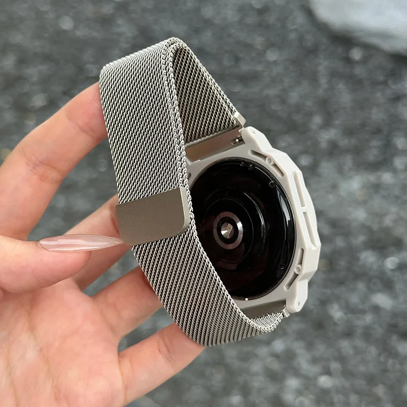 Pulseira de Metal Milanese Loop para Samsung Galaxy Watch 6 5 4 Classic 20MM 22mm, compatível com Amazfit Bip 5/Bip3 Pro/Balance/GTS/GTR 4-3-2