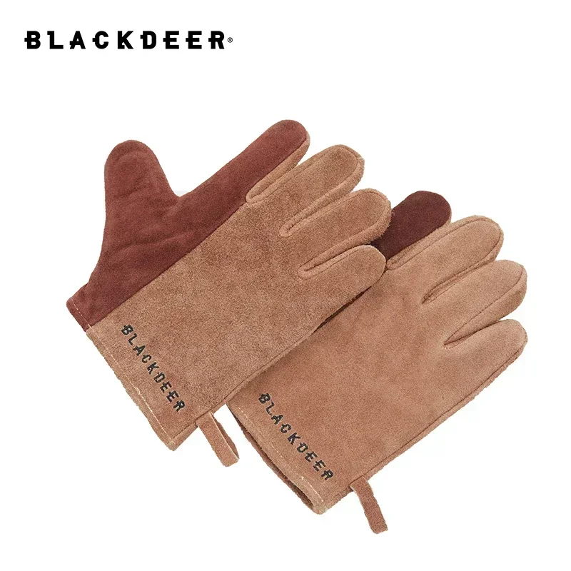 BLACKDEER Fire retardant insulation gloves cowhide high temperature heat insulation anti-scalding outdoor camping picnic gloves