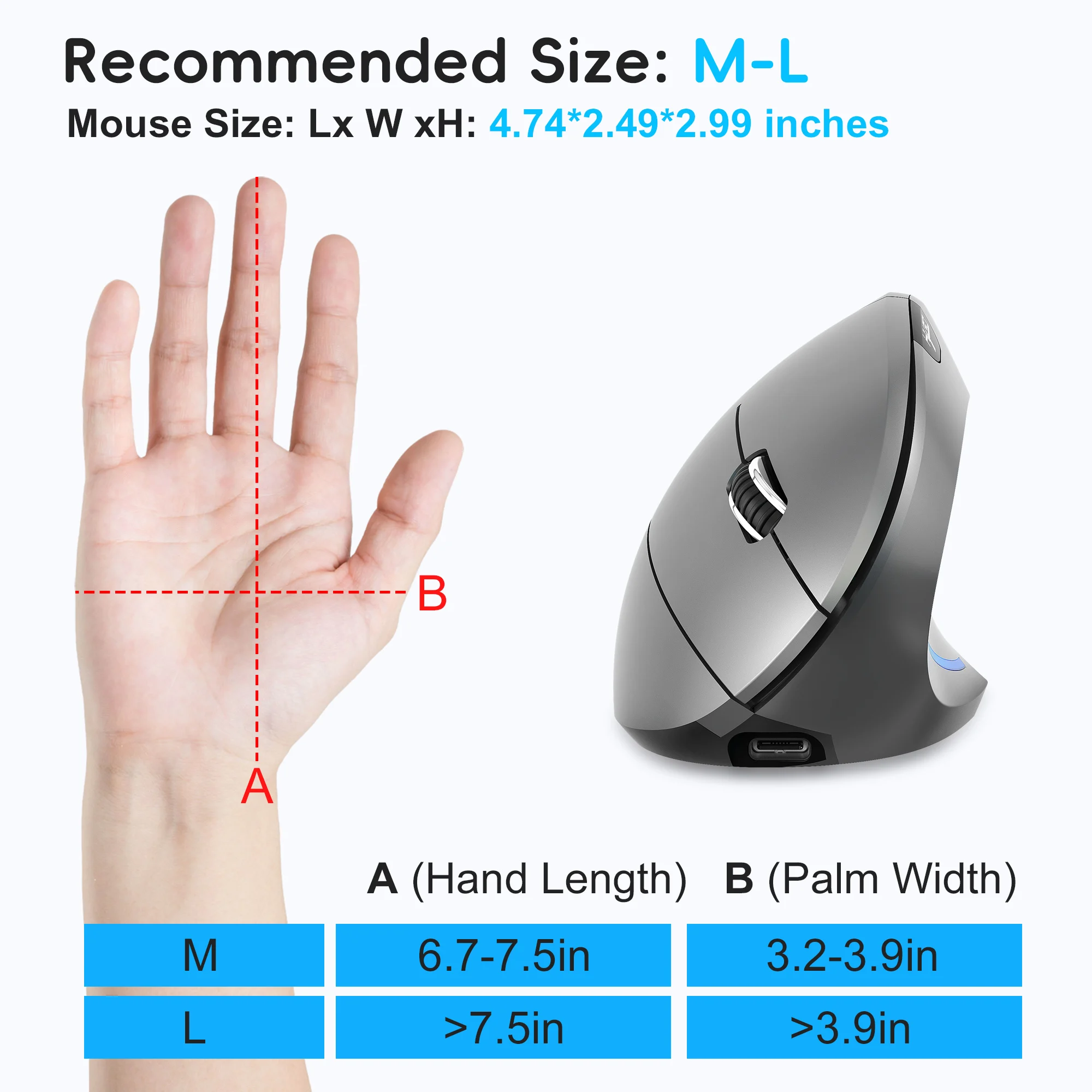 Silent Bluetooth Mouse Dual-mode Wireless Rechargeable RGB Vertical Ergonomics Mouse for iPad Samsung Tablet Computer Laptop - Image 3