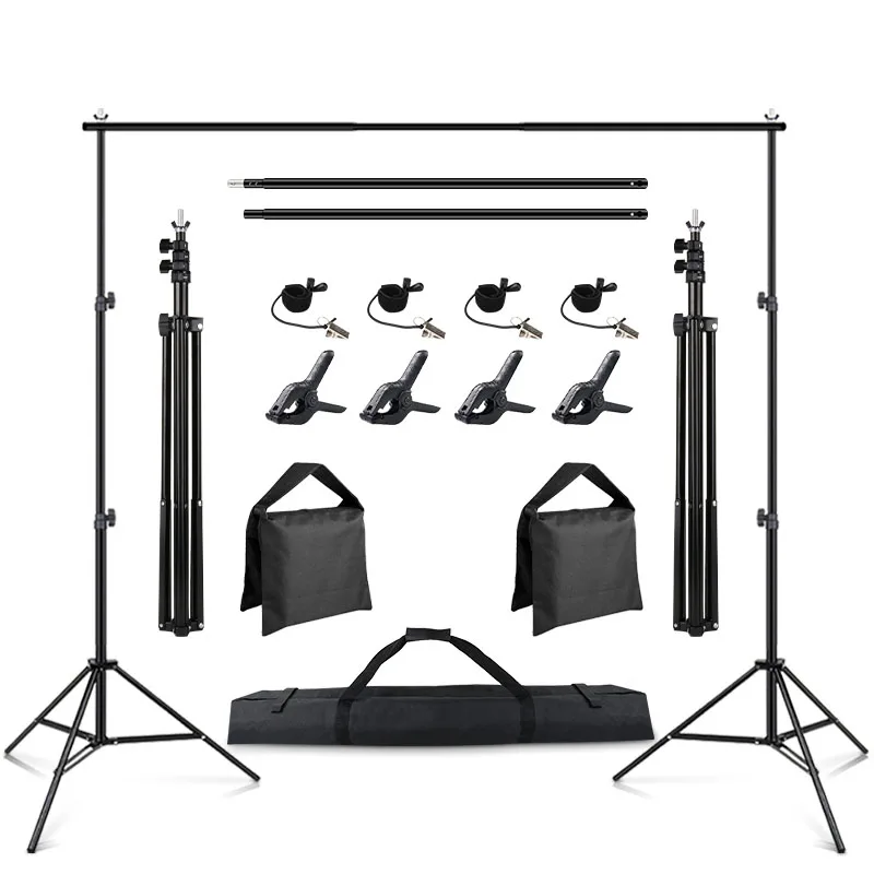 Photography Studio Kit Backdrop Stand Aluminium Photo Background Support With Clamp For Birthday Party Video Live Streaming