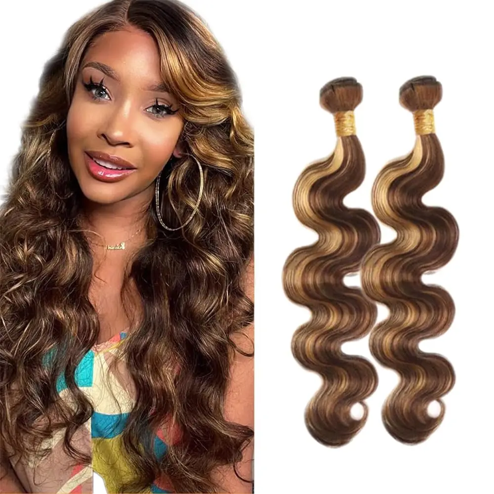 

Наборы волос Highlight Body Wave, цвет P4/27, бразильские натуральные волосы, 100% натуральные бразильские волосы для наращивания, 1/3 пучка для женщин.