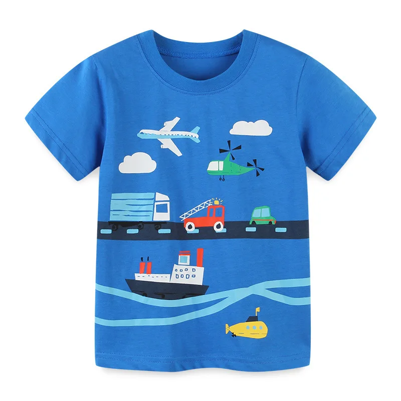 SAILEROAD Summer Girls Transportation T Shirt Cotton Short Sleeve Cartoon T-shirts Kids Tee Girl Tops Children Clothes