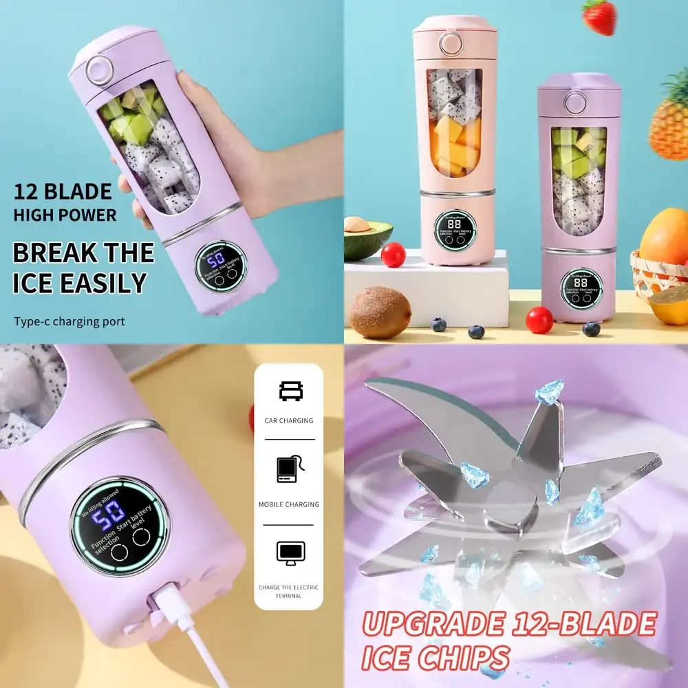 

Amazon Exclusive Portable Electric Juice Extractor with Ice Crushing Function Rechargeable Fruit Blender for Home Use