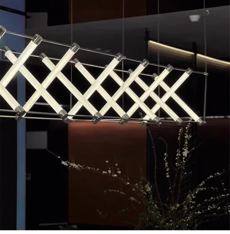 Steel Bar LED Pendant Lights Kichen Island Acrylic