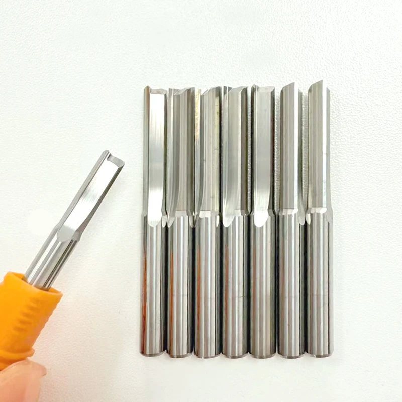 10pieces 3.175mm 4mm 6mm 8mm Two Flutes Straight Slot End Milling Cutter For Wood CNC Engraving Cutters Carbide Endmills Tool