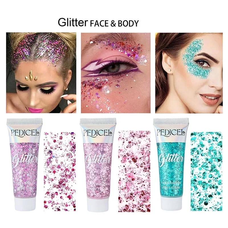 Eye Glitter Nail Hair Body Face Multifunctional Glitter Gel Art Flash Loose Sequins Cream With Smear Spoon Festival Glitter Deco