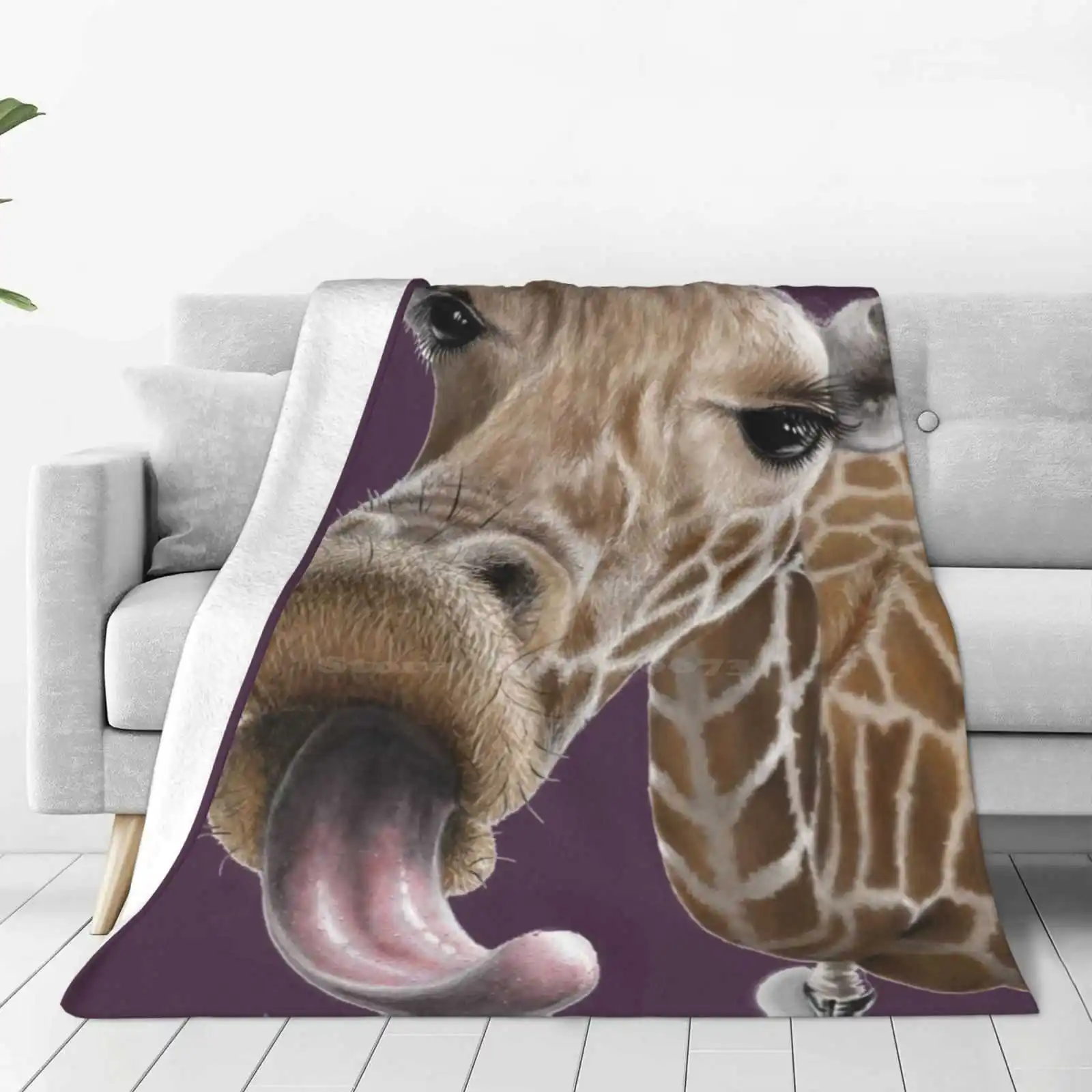 Give Me A Kiss Top Quality Comfortable Bed Sofa Soft Blanket Giraffe Animal Zoo Ongulidé Mammal Nature Retention Language Bis